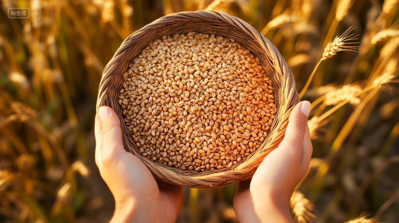 农业农民手捧着一碗小麦