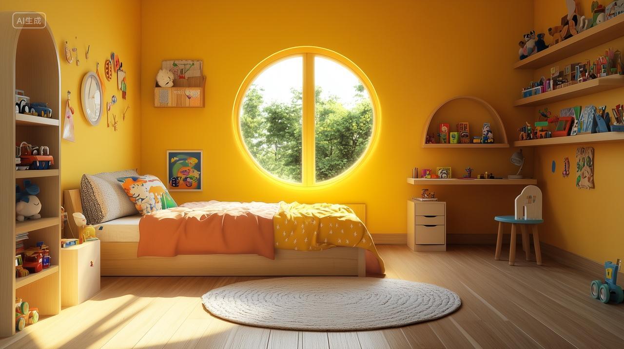 阳光照进现代简约婴儿房内