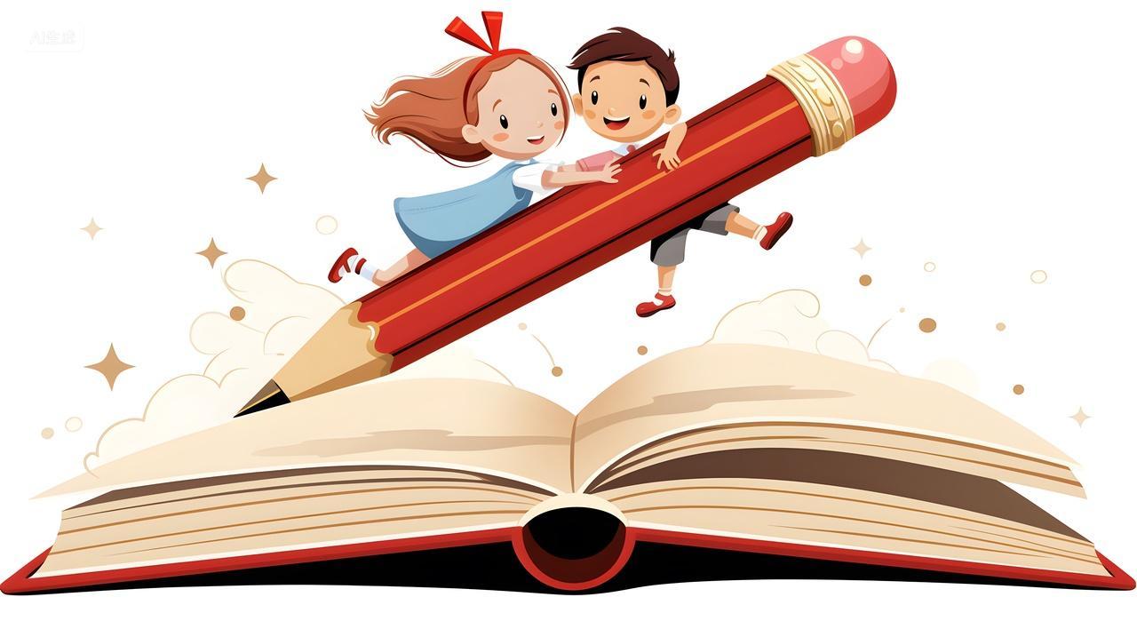 儿童铅笔飞翔插画