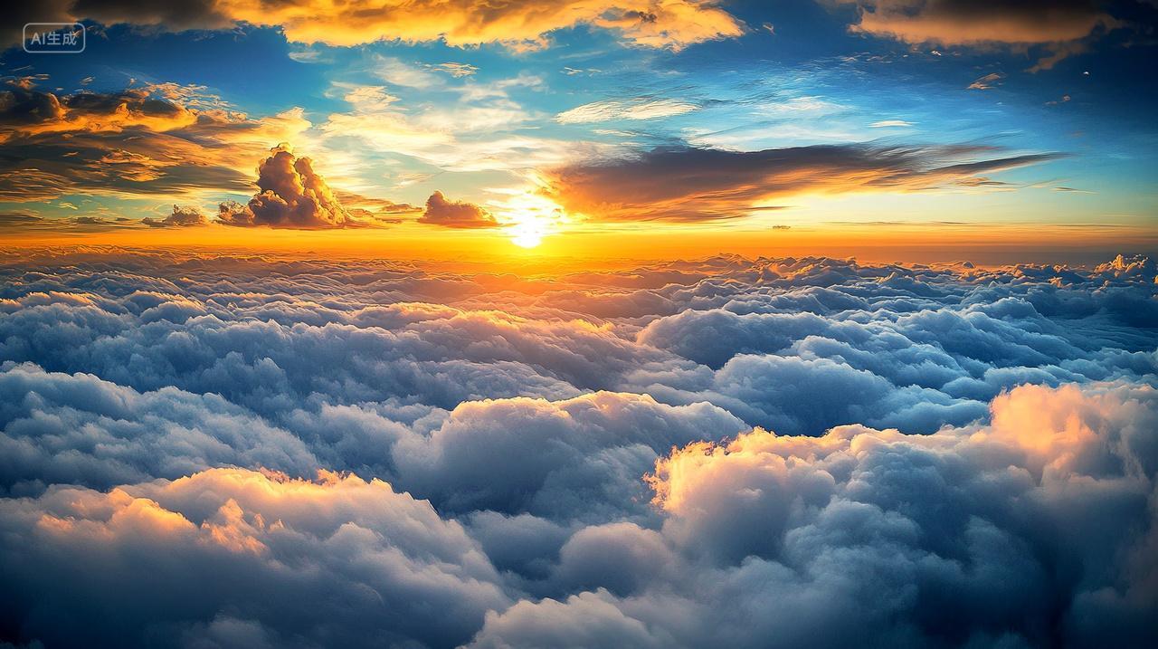 山顶云海日出自然风景