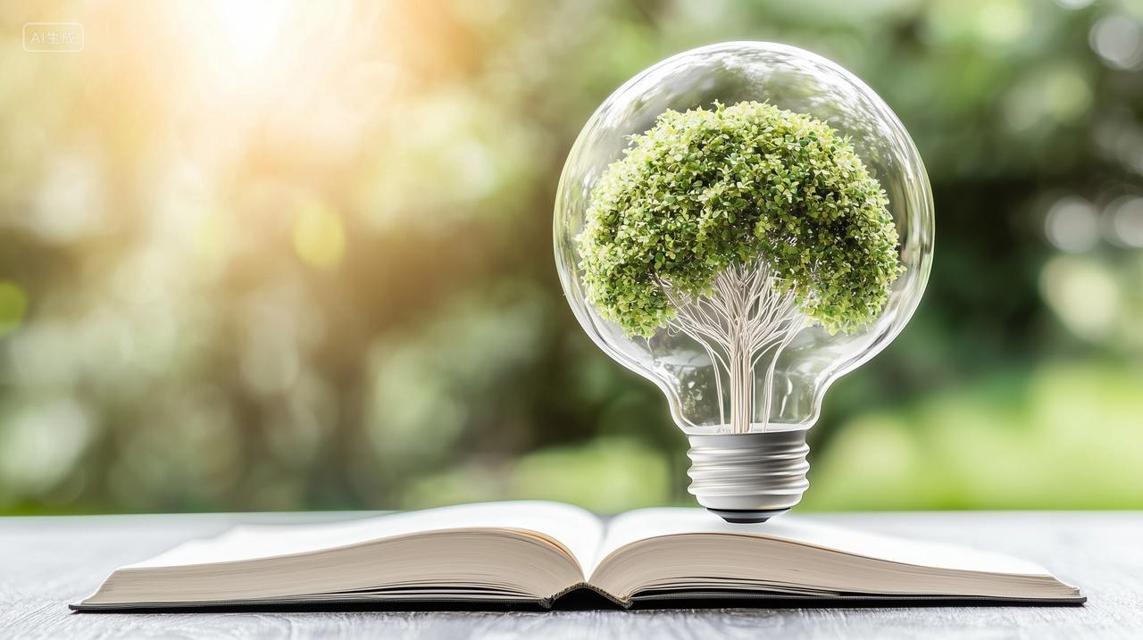 环保理念下的树与灯泡创意
