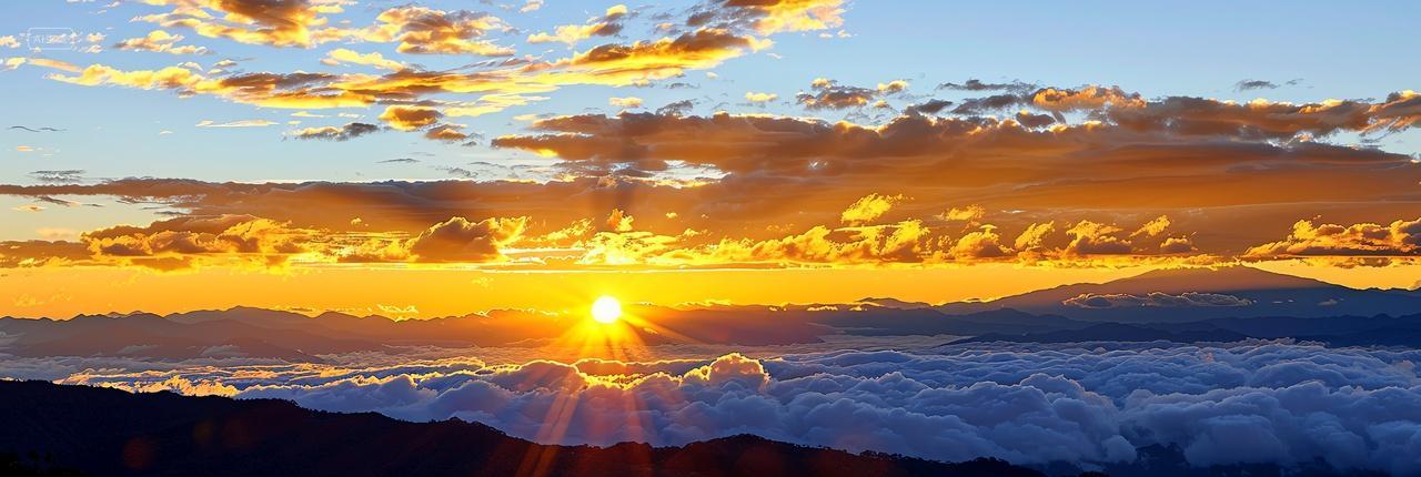 山顶云海日出自然风景