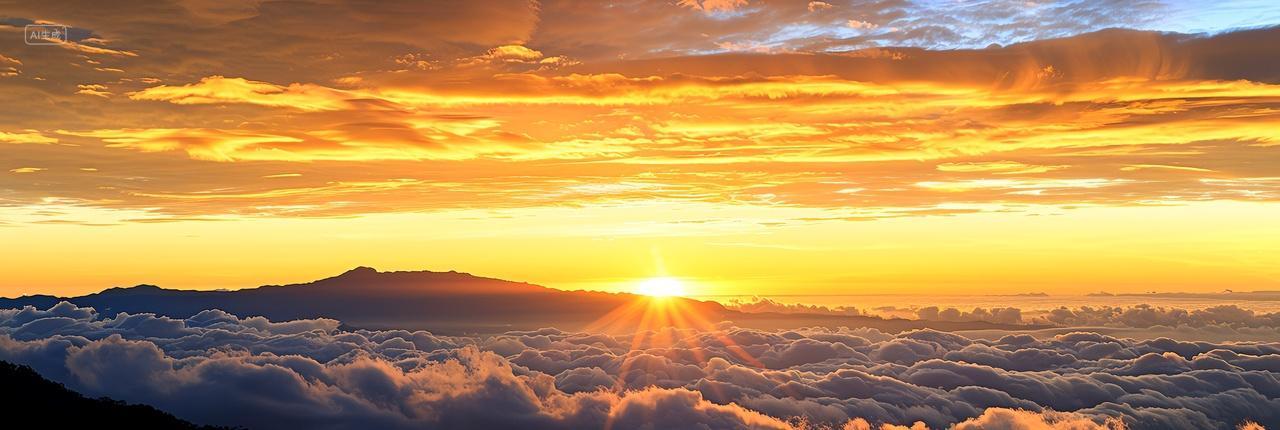 山顶云海日出自然风景