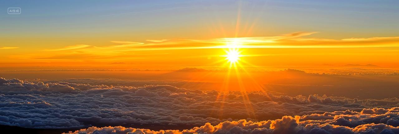 山顶云海日出自然风景