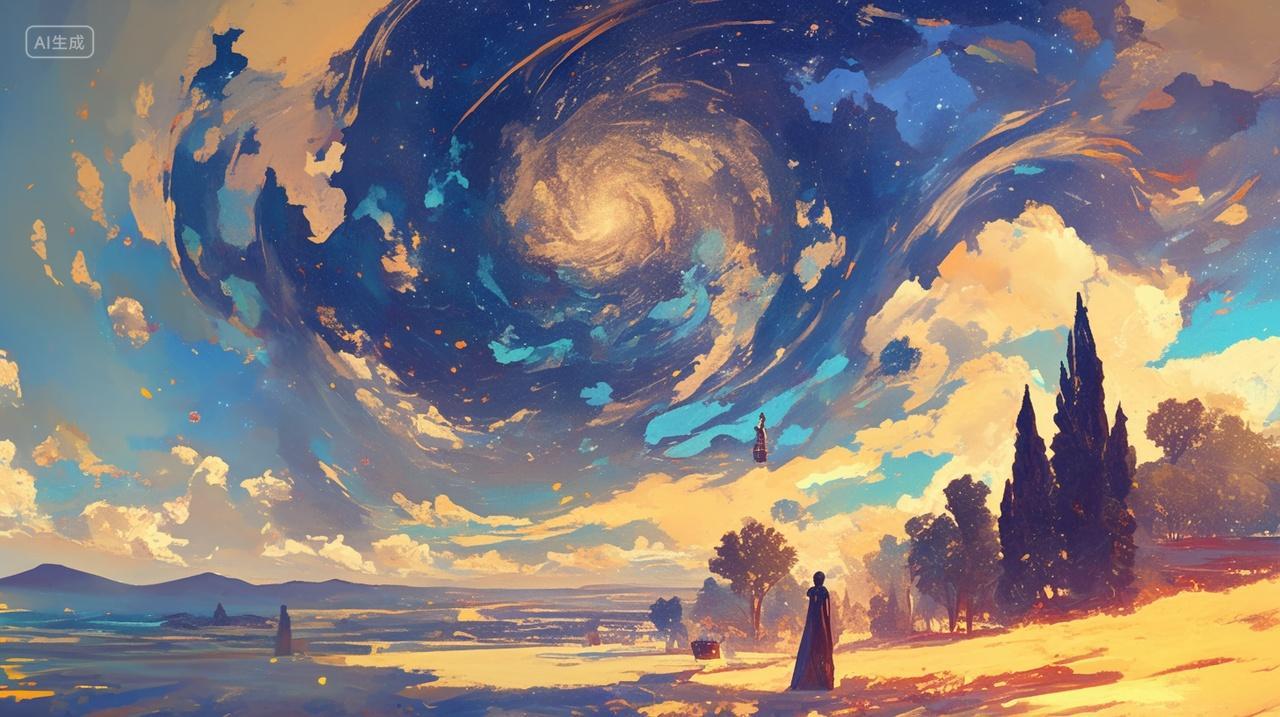 五彩缤纷漩涡云美丽惊艳神秘色彩渐变素材插画