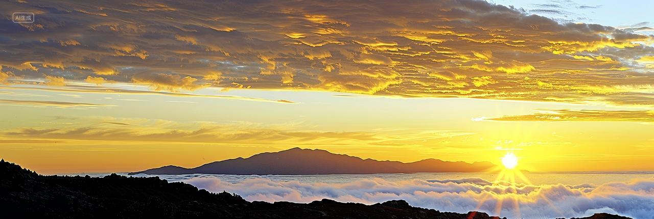 山顶云海日出自然风景