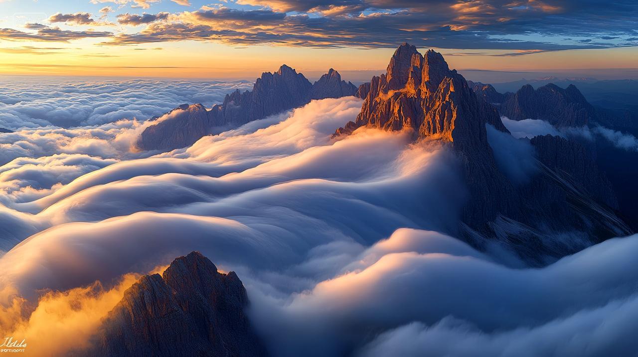 山顶云海日出自然风景