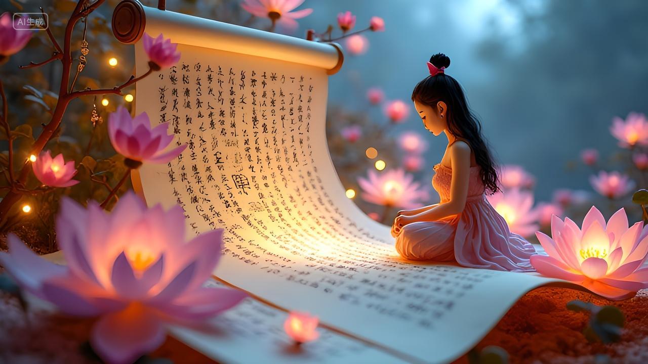 书卷上坐着一个古代美女电脑壁纸商用教育书中自有颜如玉