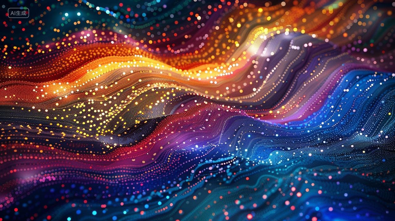 点彩插画光斑星空波动线条温馨鲜艳梦幻渐变素材插画