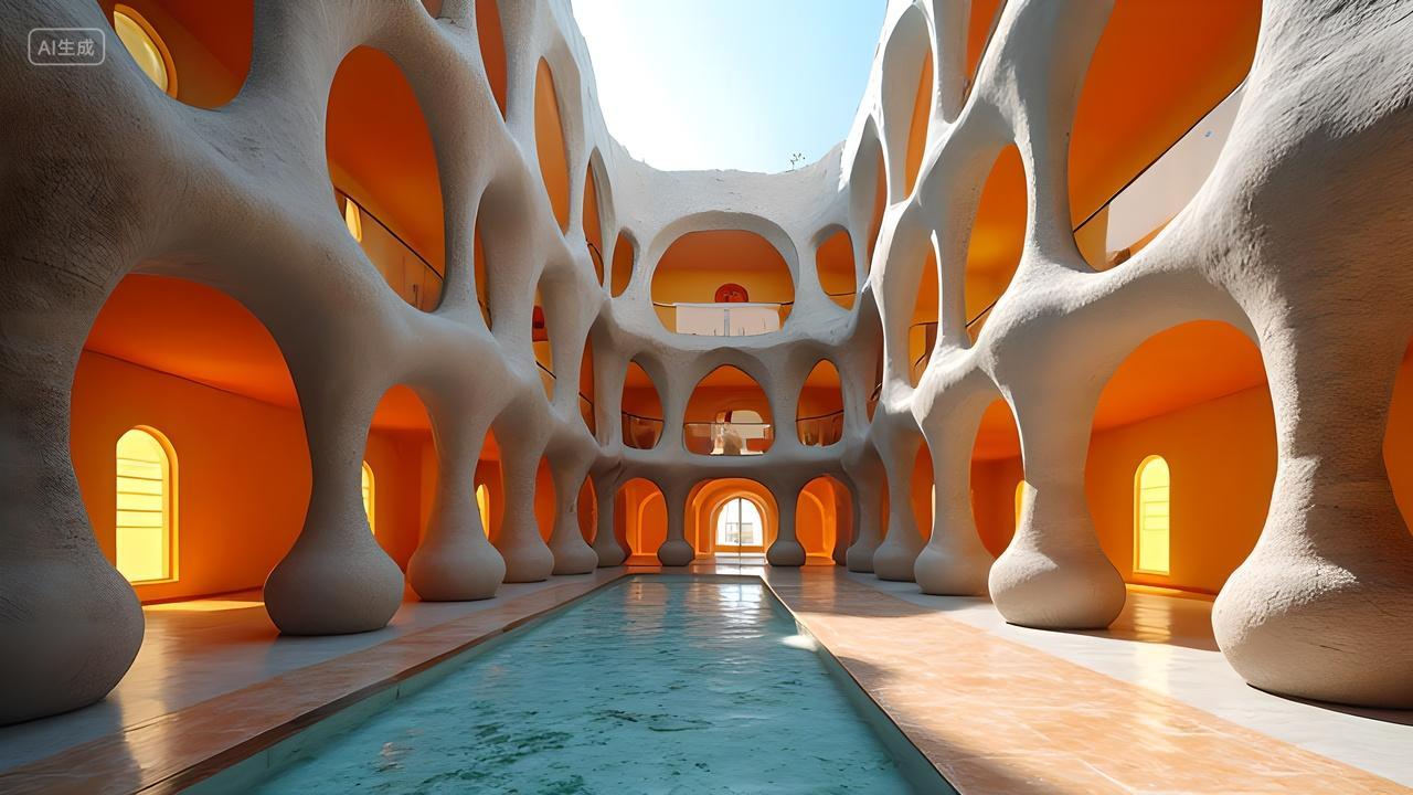 现代异型游泳馆电脑壁纸商用现代建筑设计