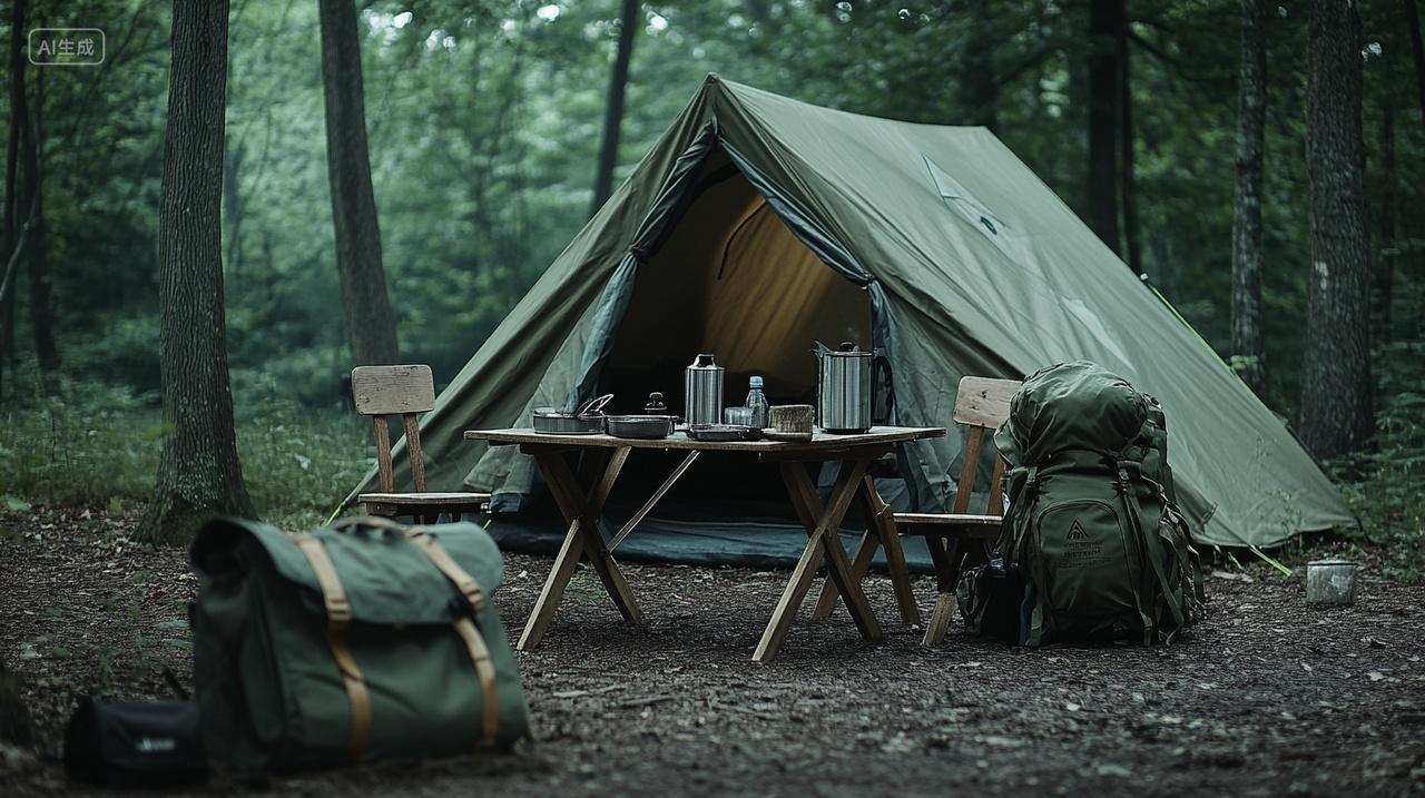 户外露营野营装备搭帐篷旅行背景