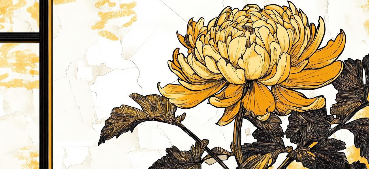 彩铅工笔画菊花