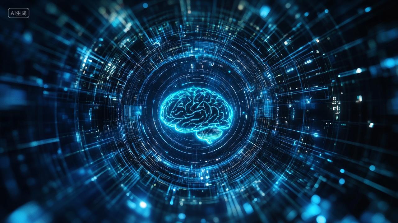 蓝色人脑科技大脑数据化科技感人工智能