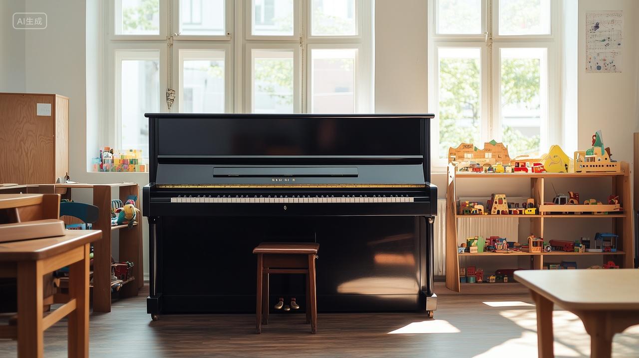 幼儿园教室里放着一架钢琴
