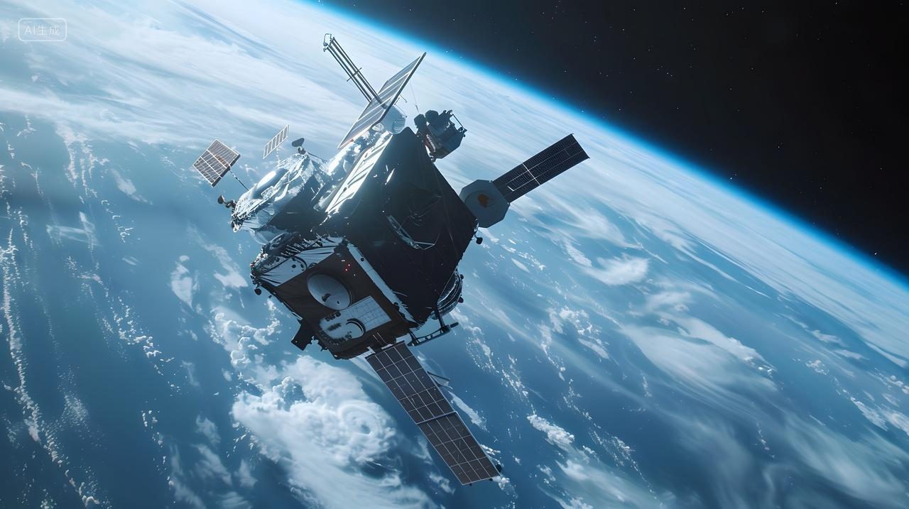 地球轨道上的航天器背景图