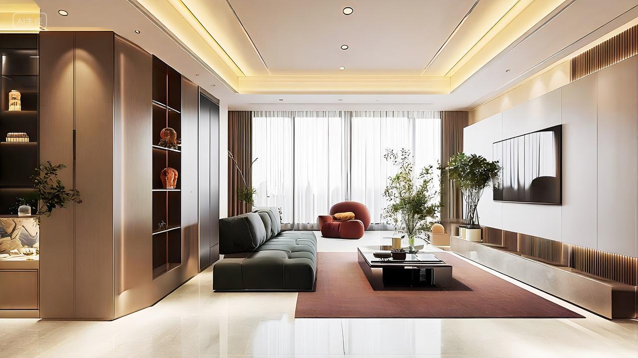 奢华高贵新中式客厅主人房装饰装修设计效果图