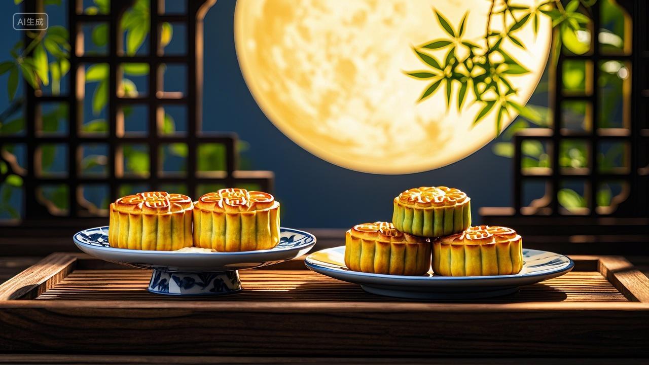月色下的中秋月饼八月十五中秋节