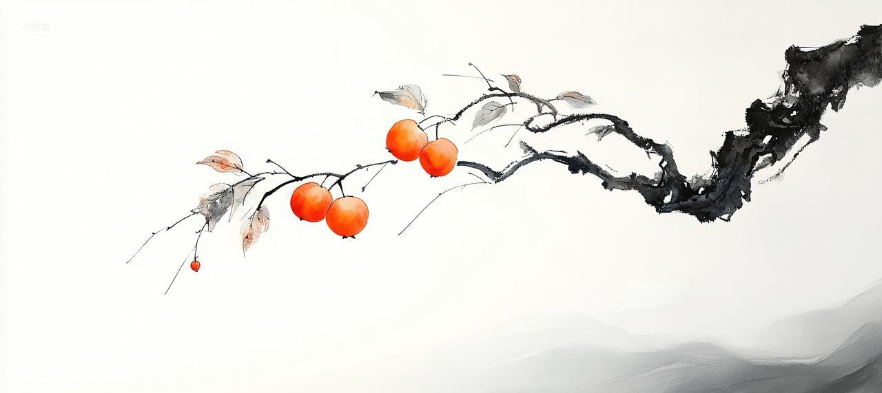 水墨水果植物背景