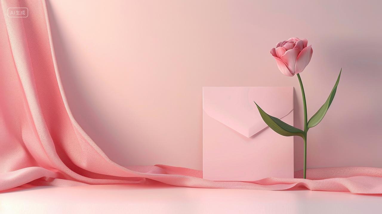 情人节简约背景中的玫瑰花的卡片