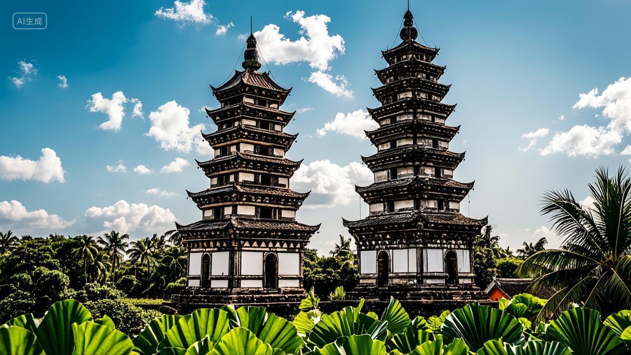 海南定安县美榔双塔姐妹塔