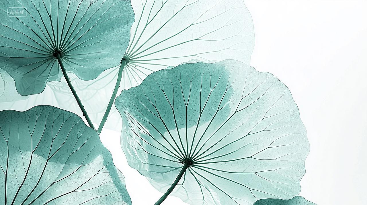 晨光中清新的莲叶景象X光透视插画