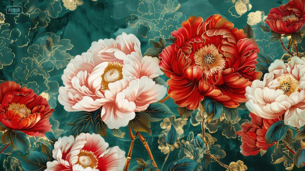 盛放的牡丹刺绣