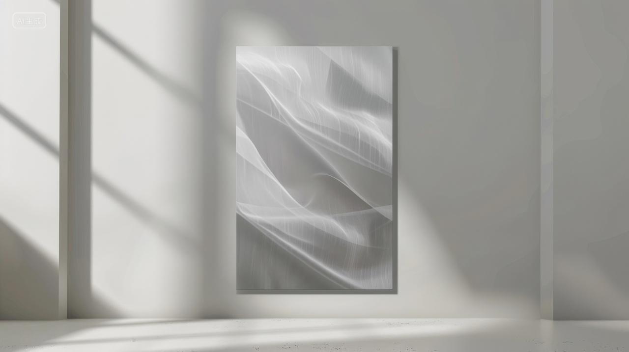 灰色简约空间与挂在墙上的装饰画画框