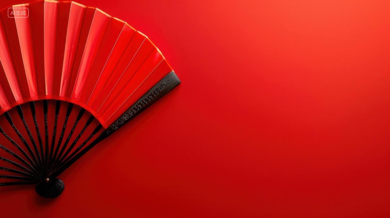 中国风红色折扇