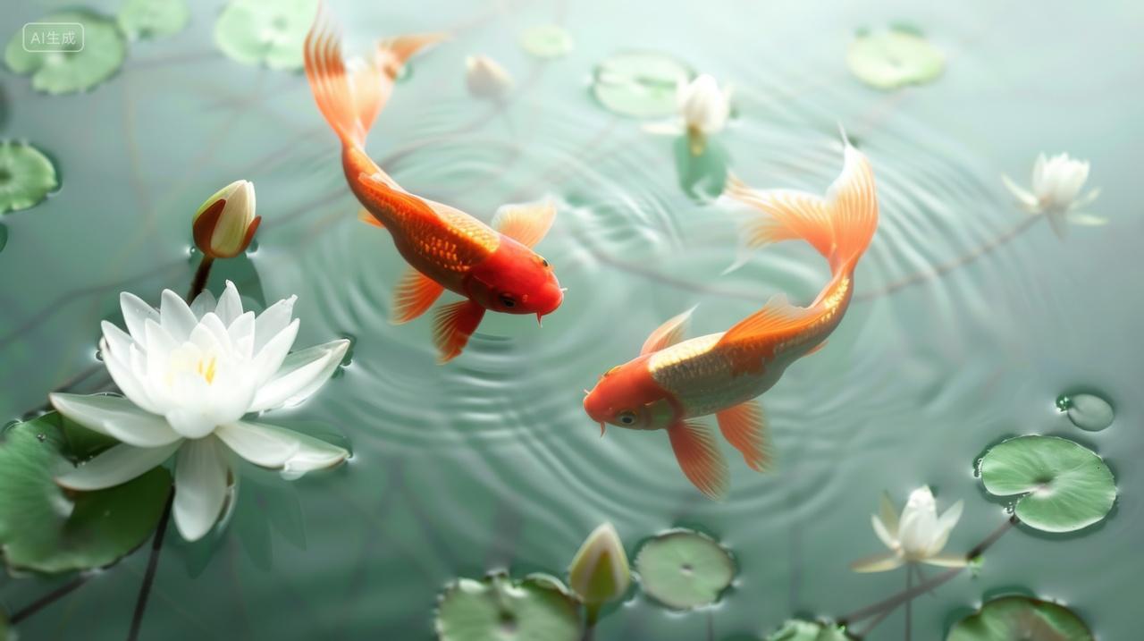 荷花池中的锦鲤