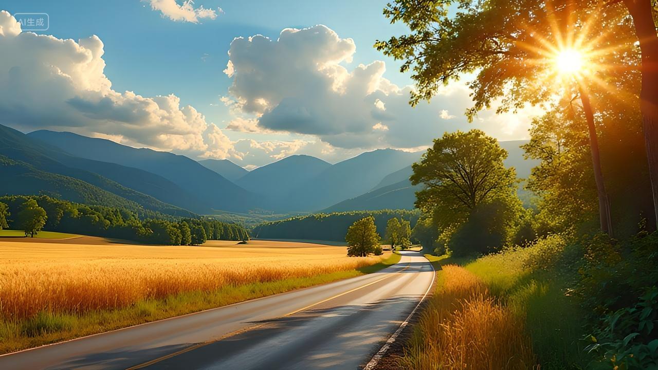 阳光明媚色彩鲜艳的自然美景摄影