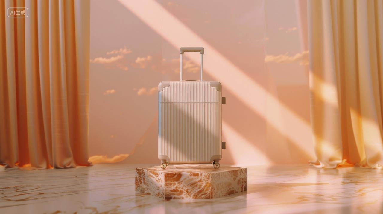 3D电商产品效果展示背景行李箱广告展台