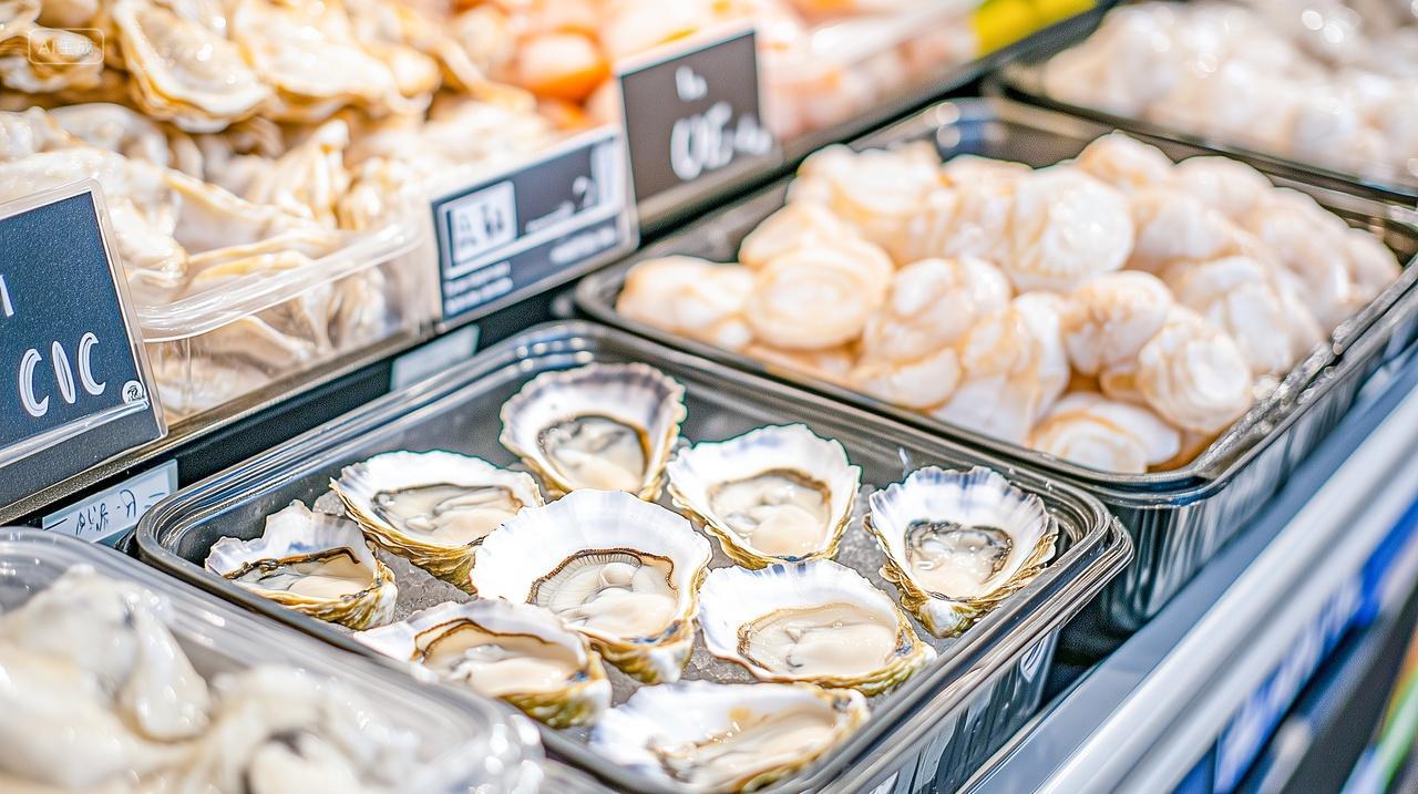 海鲜批发市场鲍鱼食材特写