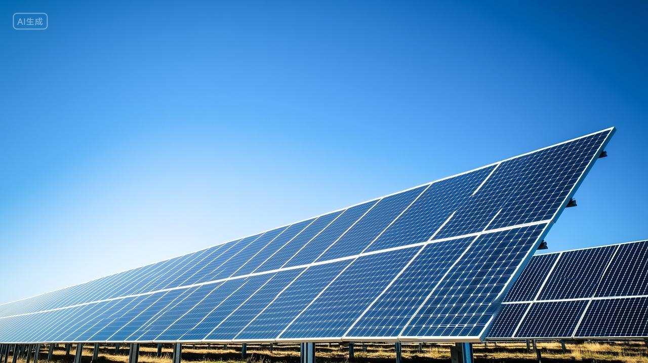 蓝天光伏太阳能电板绿色低碳