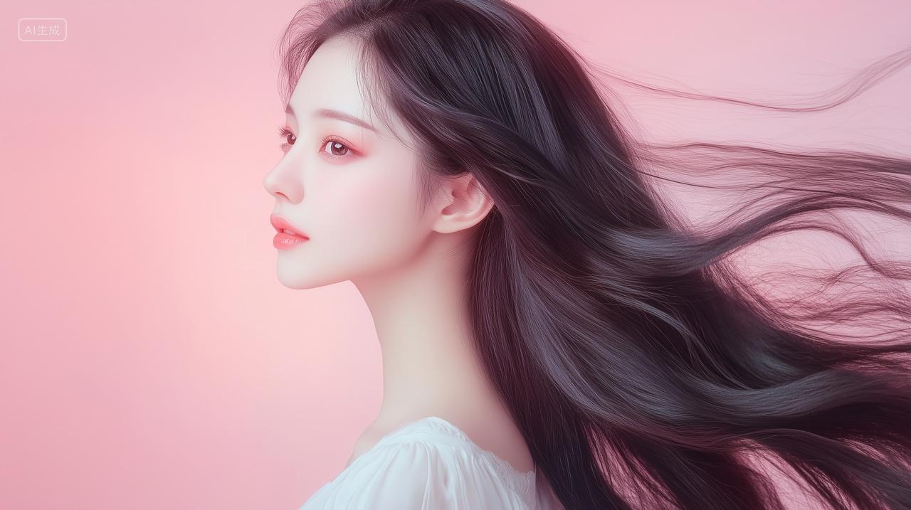 亚洲女性长发美女模特长发飘飘美容美发宣传