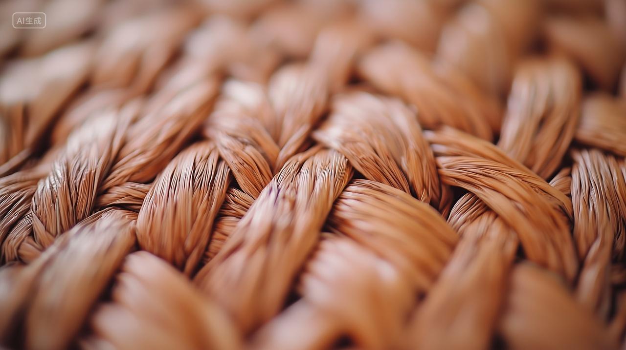 手工编织篮子的近距离纹理