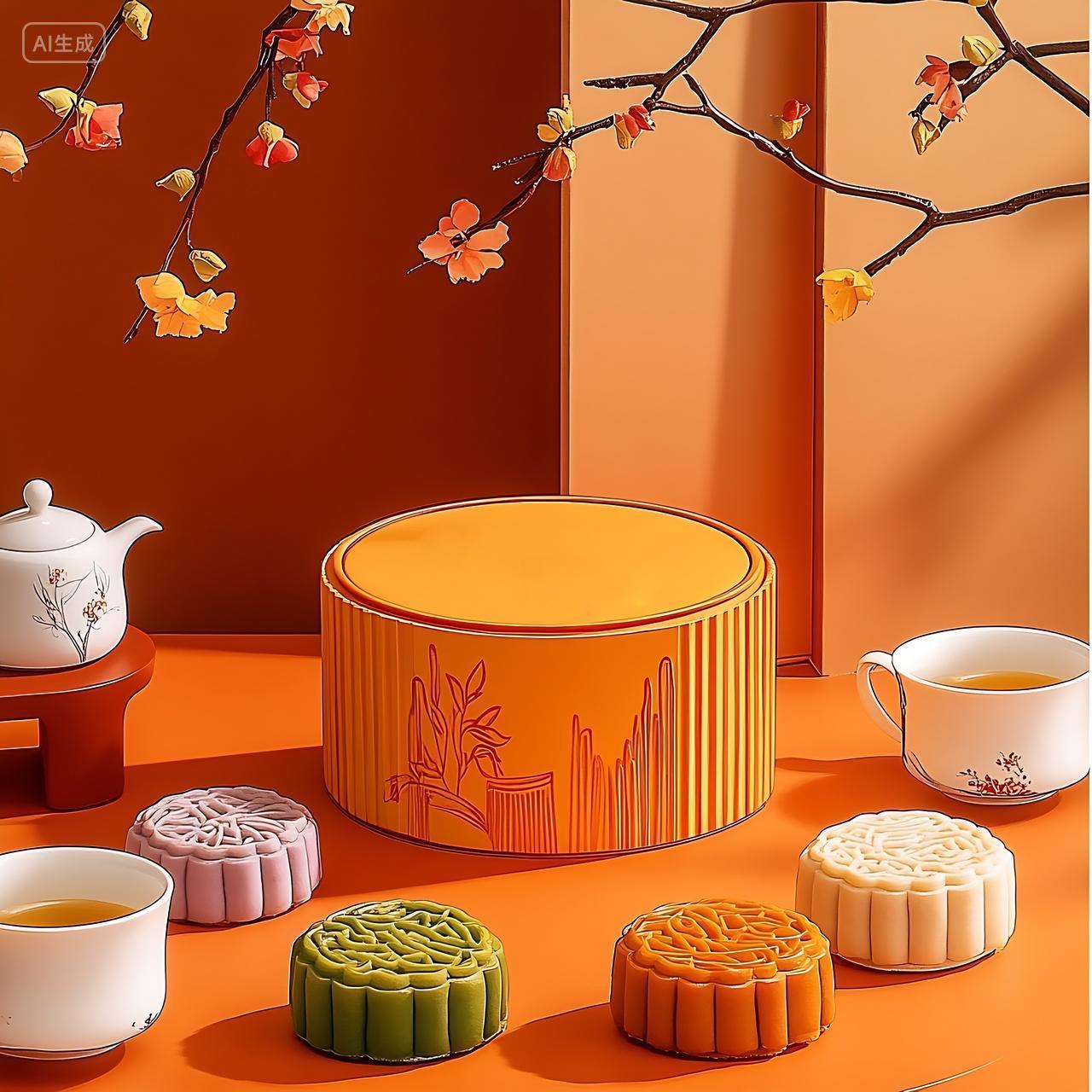 实拍风中秋节中秋节日月饼礼盒