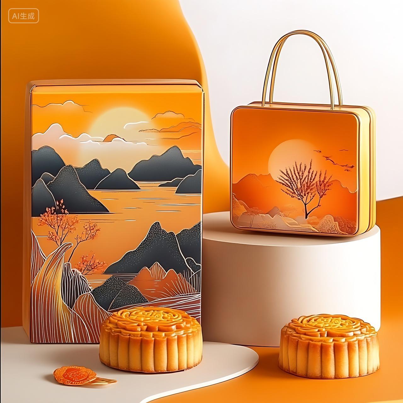 实拍风中秋节中秋节日月饼礼盒