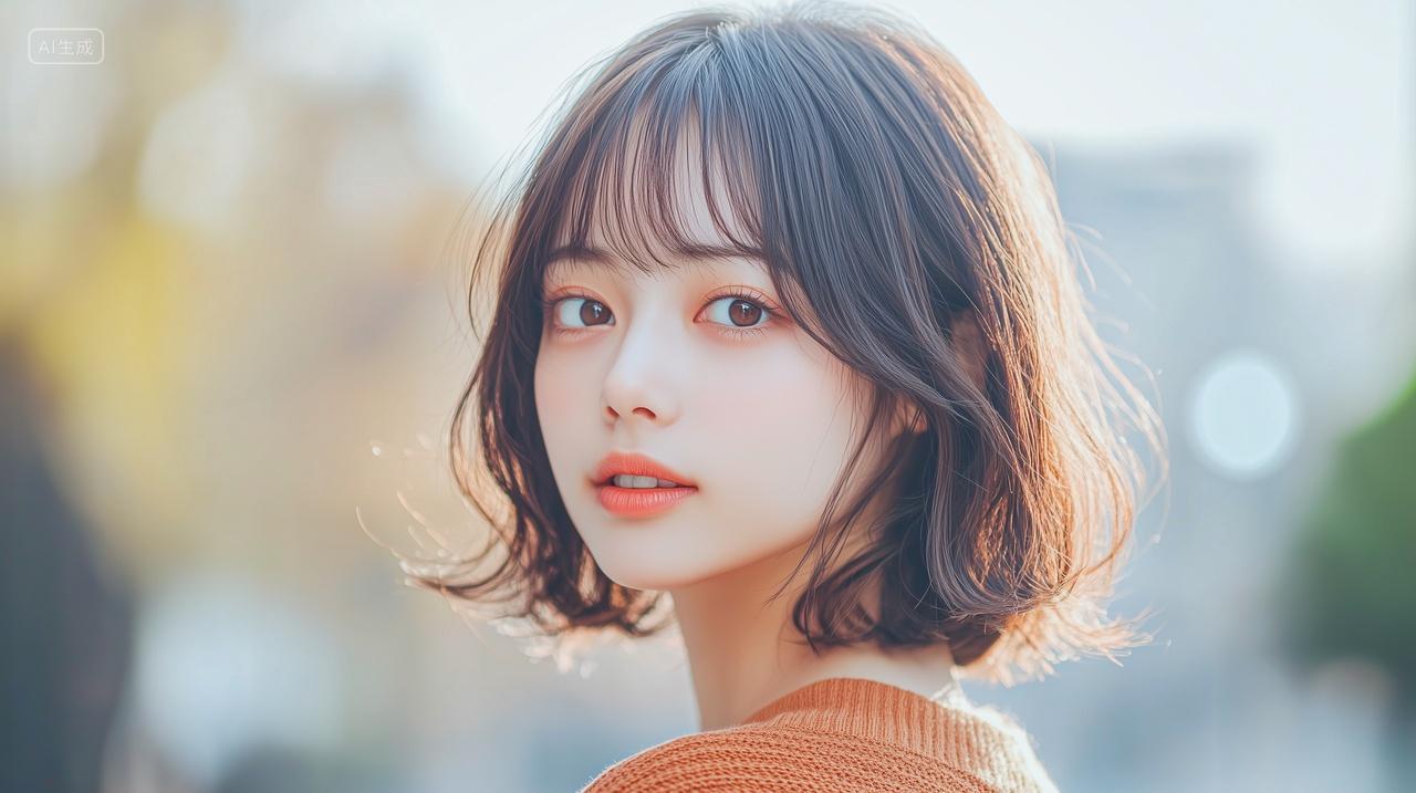 小清新美女回头短发女孩写真集