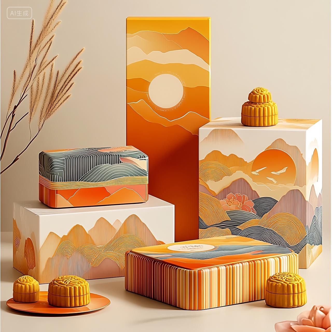 实拍风中秋节中秋节日月饼礼盒