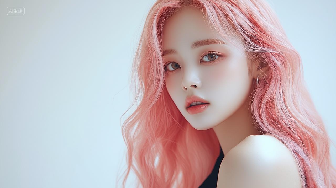 粉色头发美女美容美发