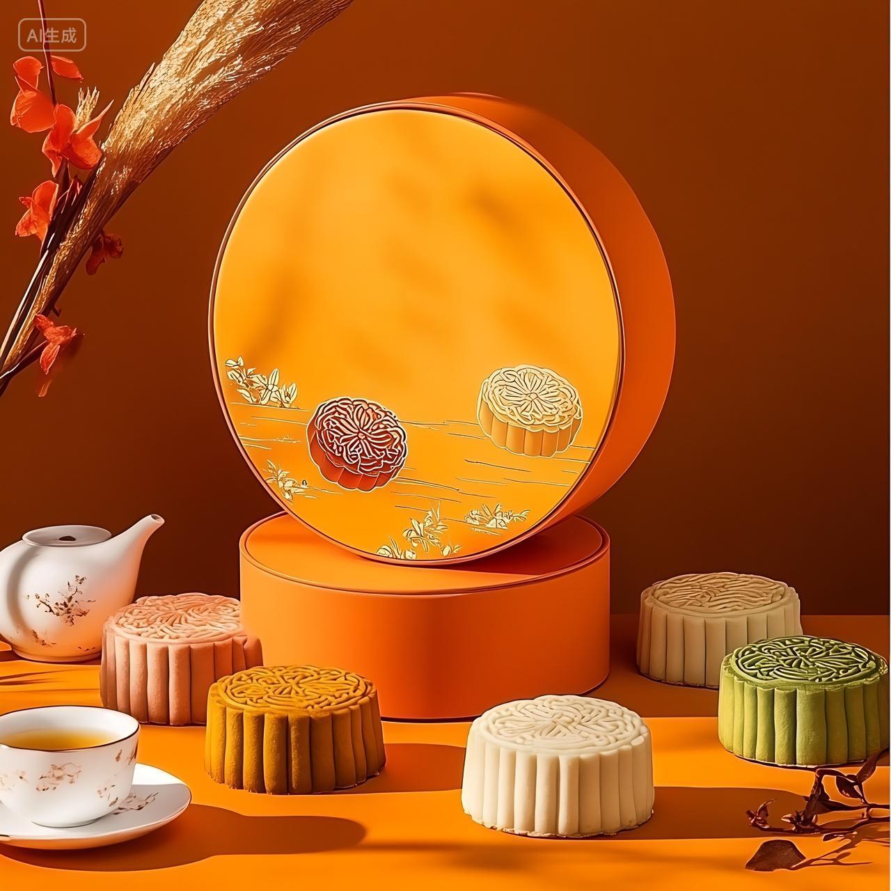 实拍风中秋节中秋节日月饼礼盒