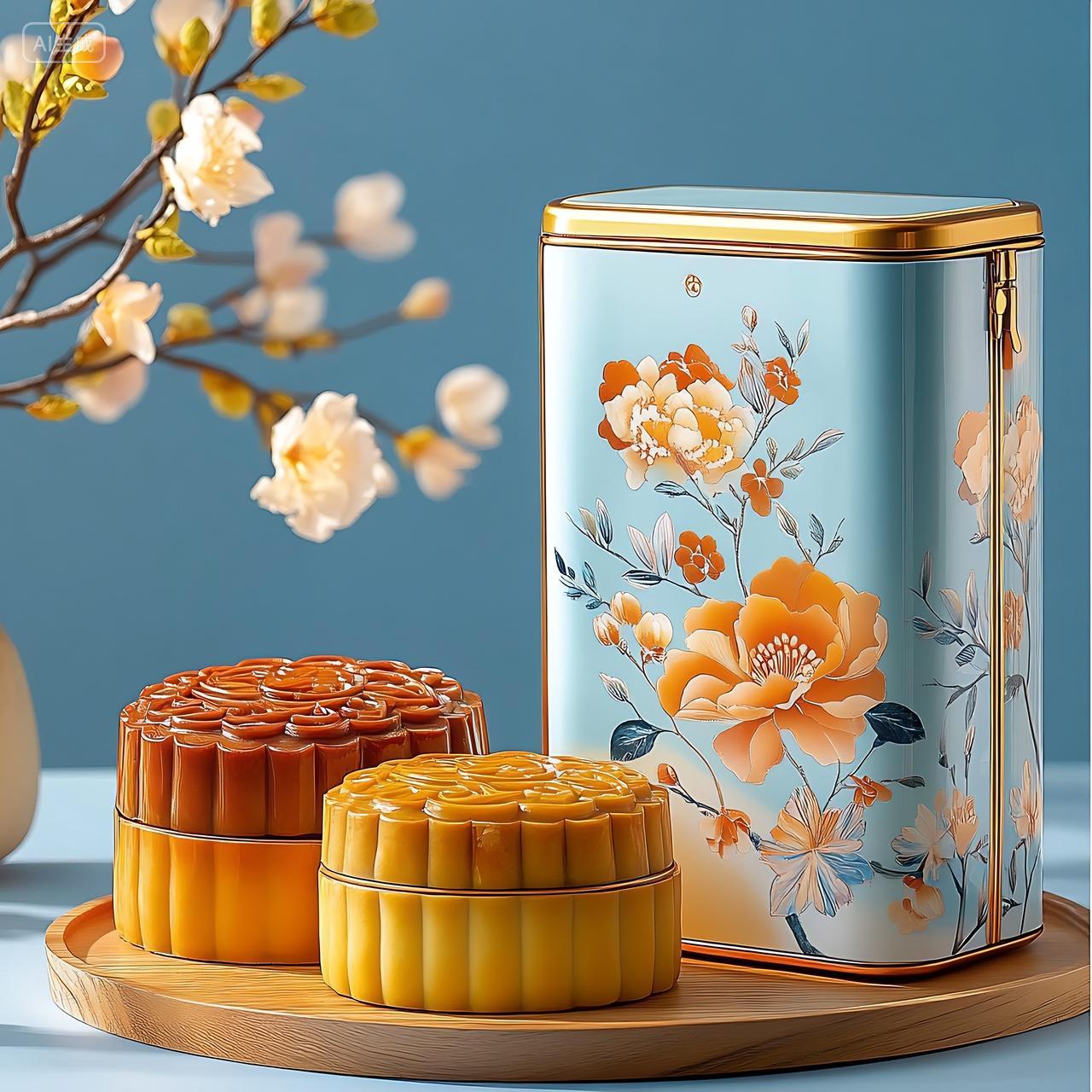 实拍风中秋节中秋节日月饼礼盒