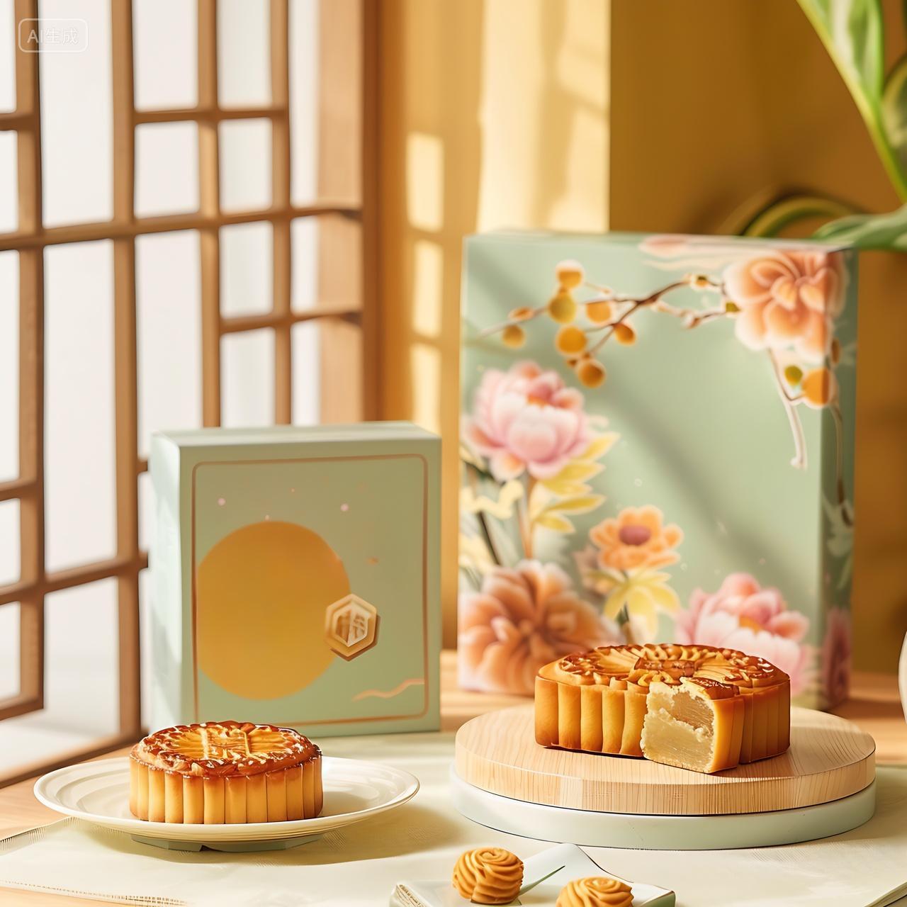 实拍风中秋节高端大气中秋节日月饼礼盒