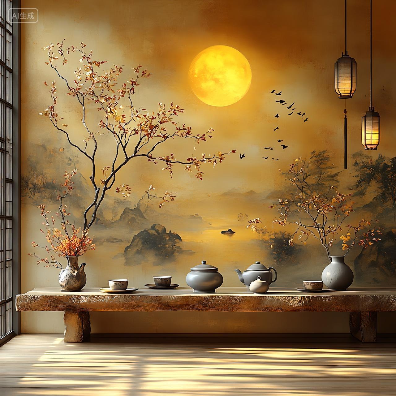 实拍风格中秋节快乐中秋节月亮实景素材