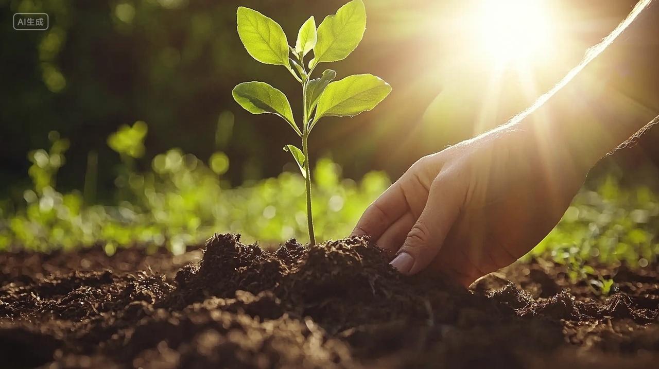 阳光下的希望小树苗