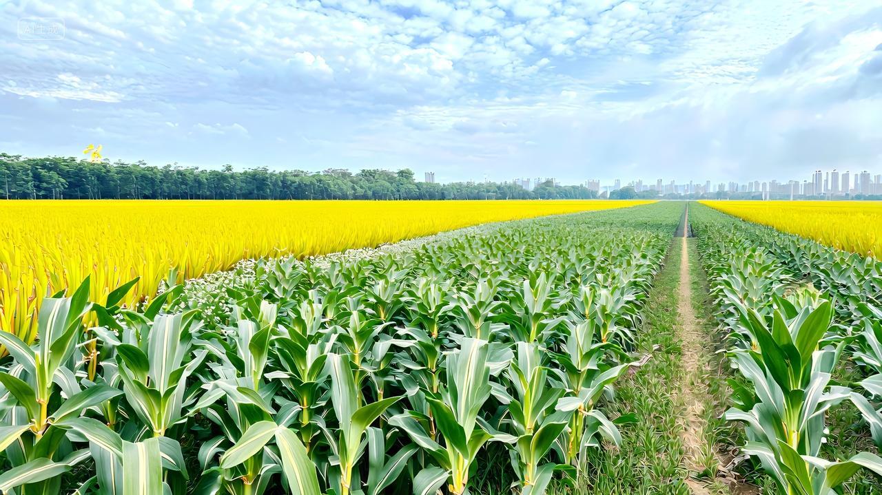 一望无际的田野农地植物玉米田玉米种植地