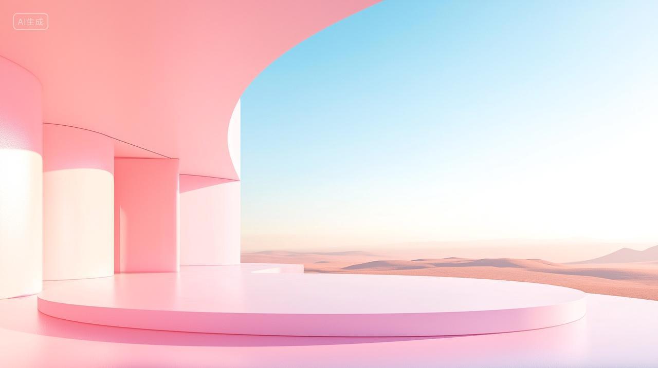 抽象粉色建筑汽车宣传展台背景