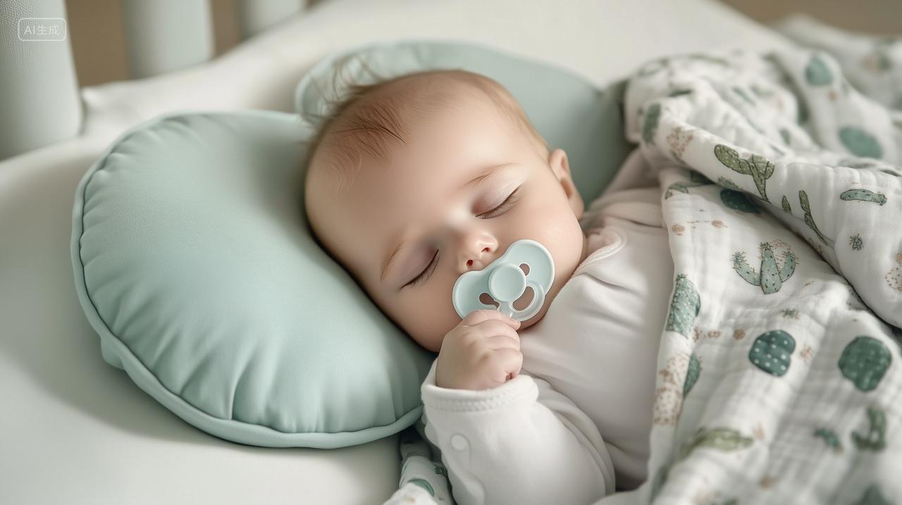 婴儿吃着奶嘴熟睡婴儿用品广告