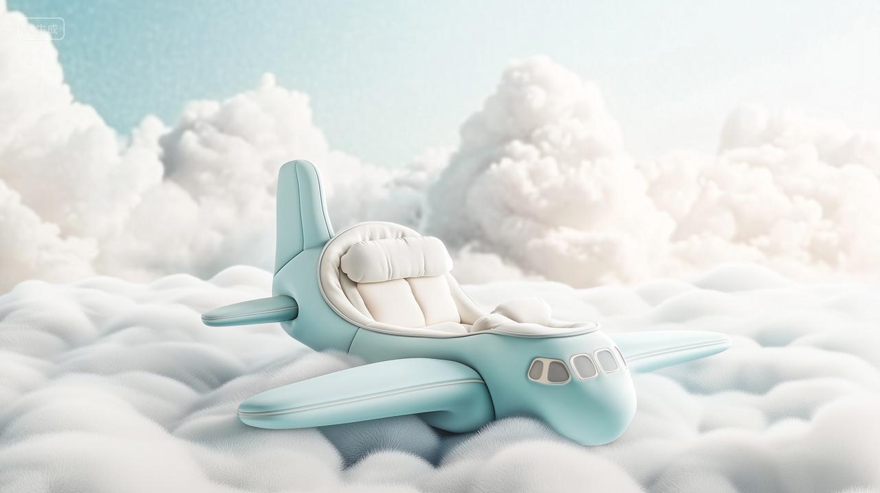 飞机模型白色云朵婴儿用品宣传背景