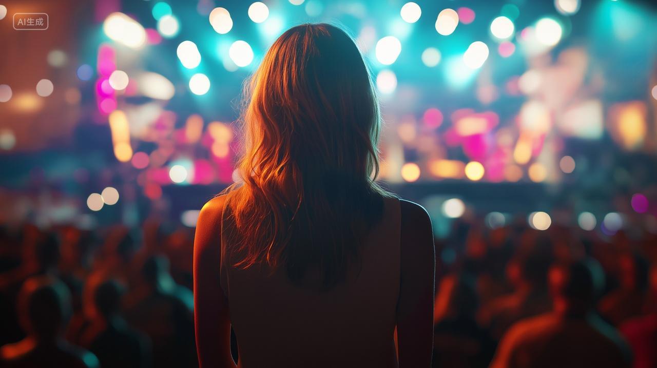粉丝观看大型音乐会现场